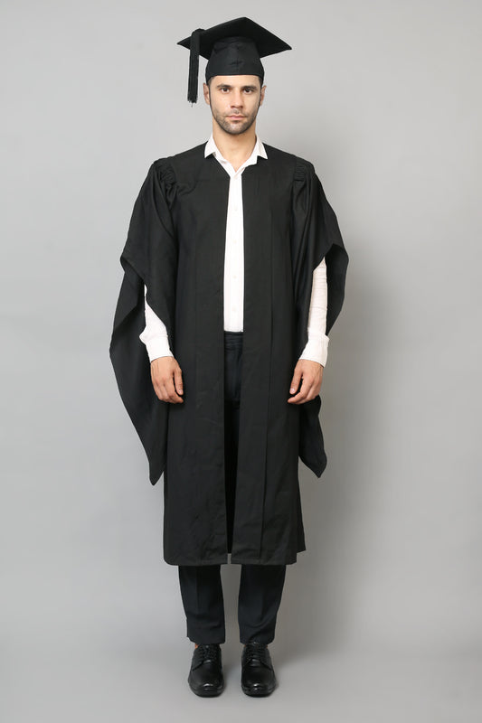 UK DELUXE BA Cap Gown & Tassel | Fluted Back And Shoulder