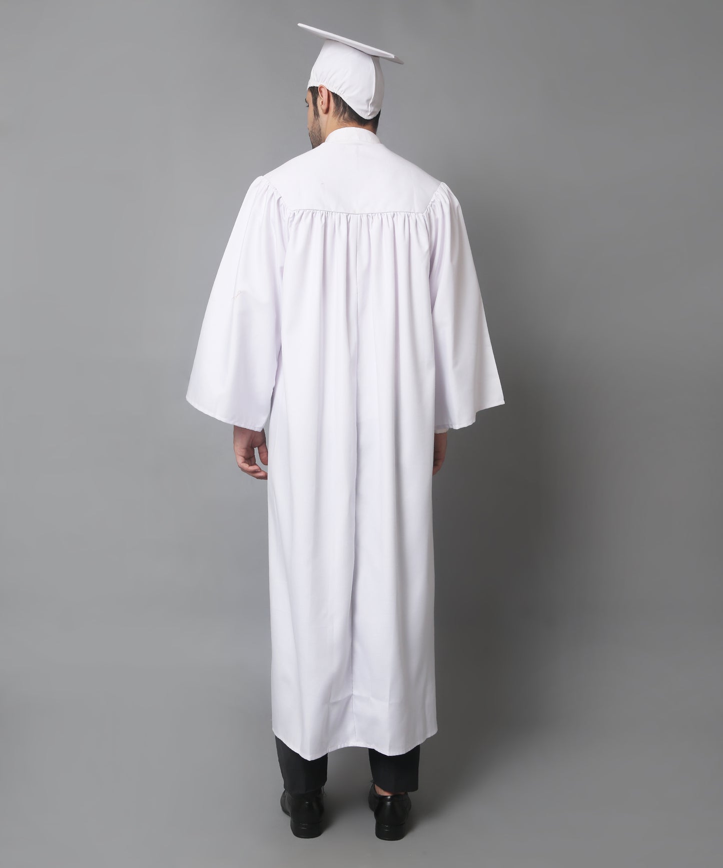 White High School Graduation Gown & Cap Tassel