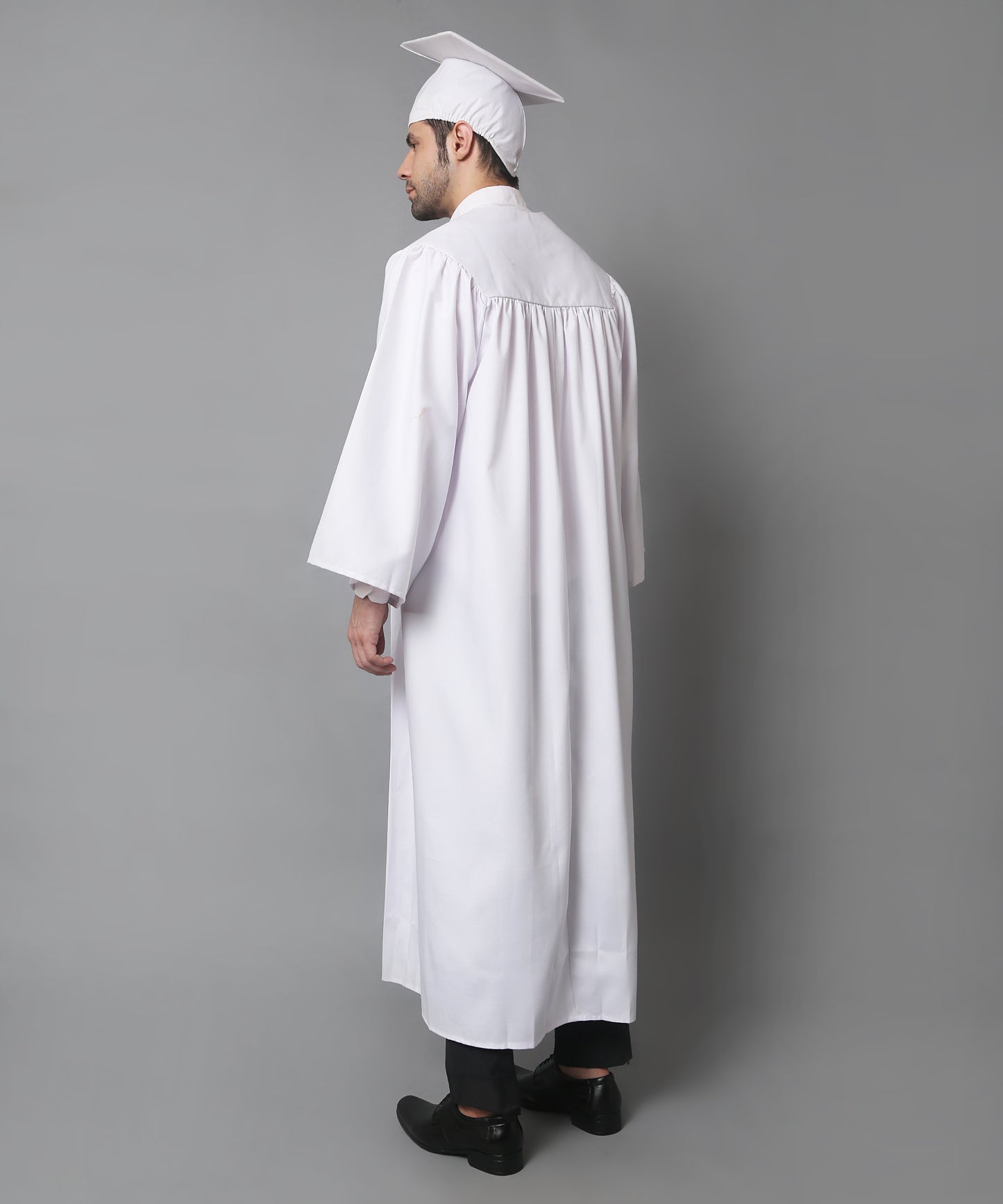 White High School Graduation Gown & Cap Tassel