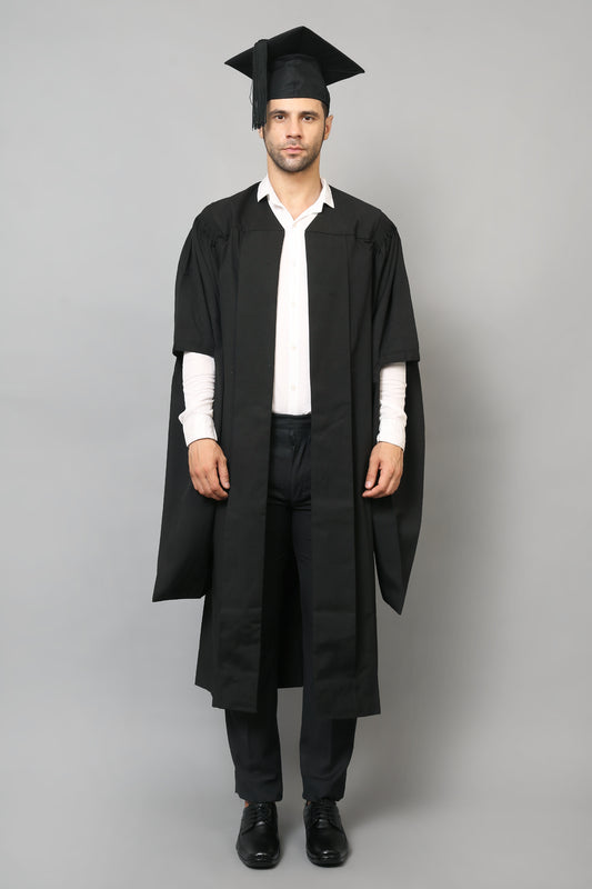 AUS DELUXE MA Cap Gown & Tassel | Fluted Back And Shoulder